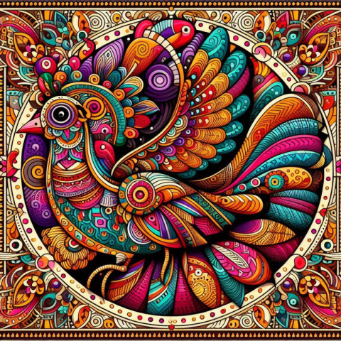 A Madhubani-style bird