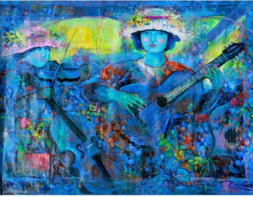 En Concierto.32x39 Inches Oleo S/ Lienzo